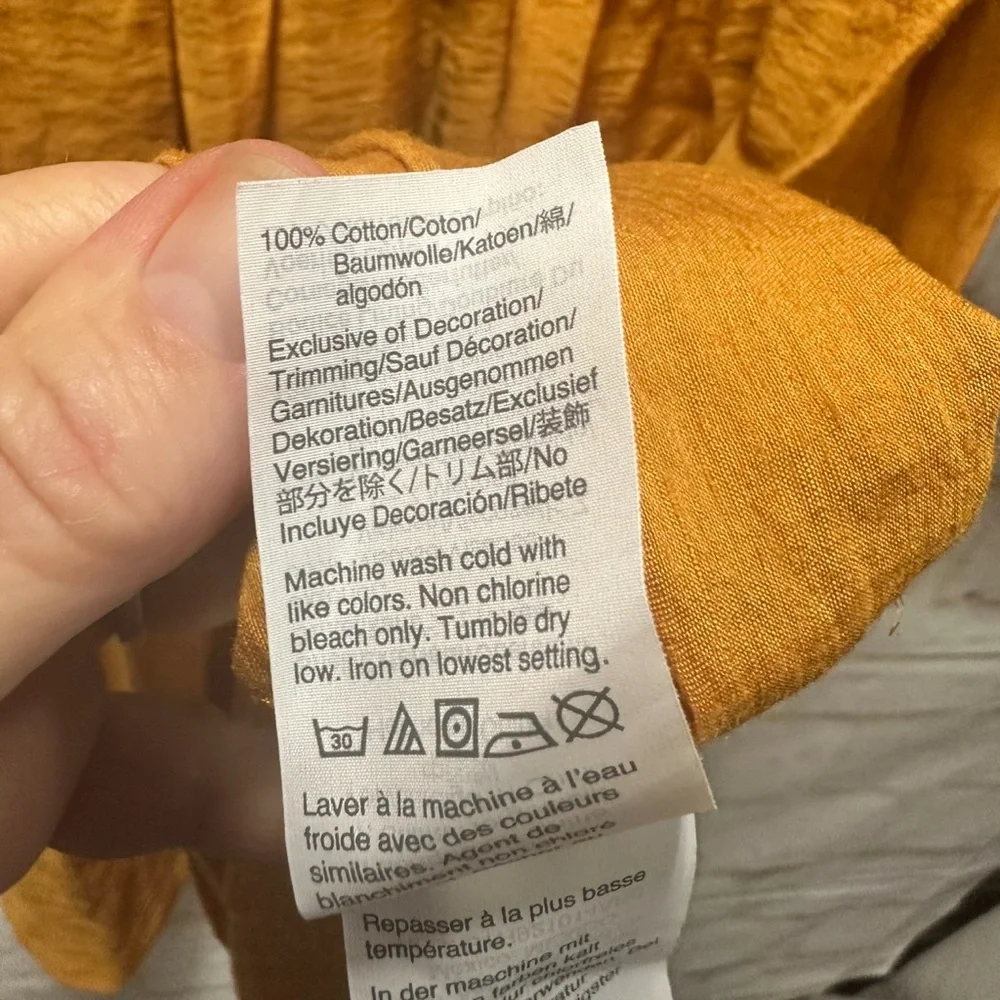 Madewell Embroidered‎ Square Neck Dress Mustard Yellow XS